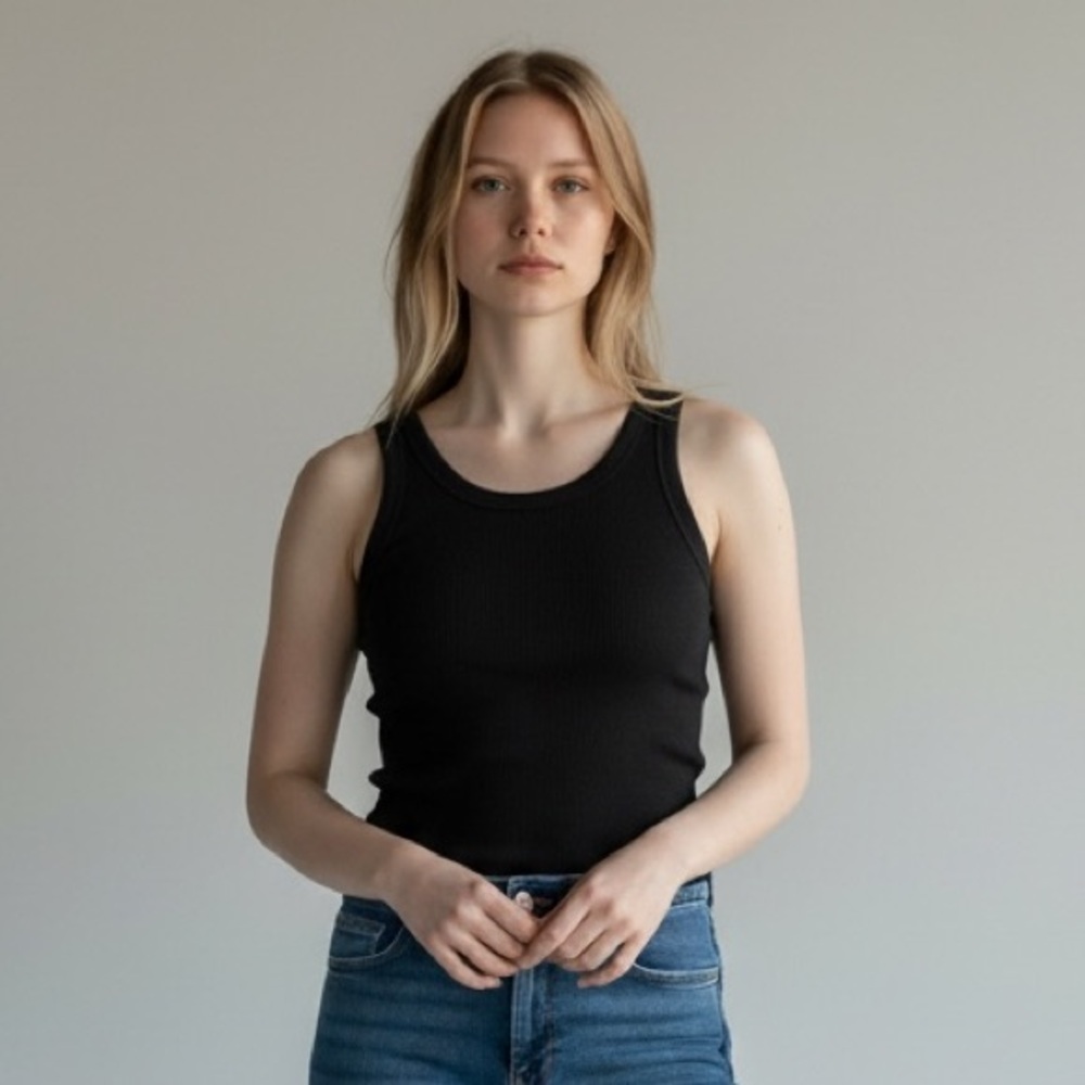 The Upside Black Ribbed Tank Top
